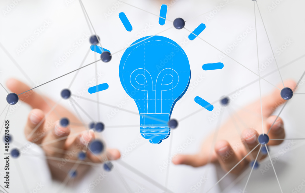 Poster neural network 3d illustration. big data and cybersecurity