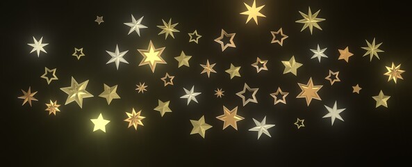 Stardust Christmas Shower: Mesmerizing 3D Illustration Depicting Descending Holiday Star Particles