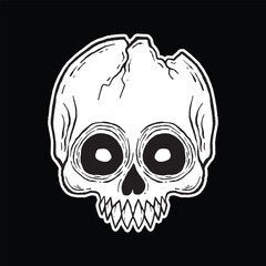 skull art illustration hand drawn black and white
