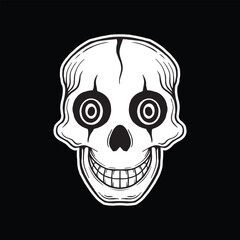 skull art illustration hand drawn black and white