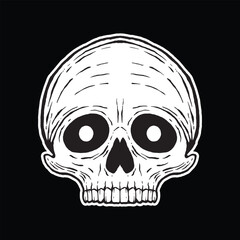 skull art illustration hand drawn black and white