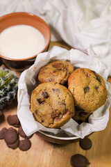 Delicious cookies with glass of milk