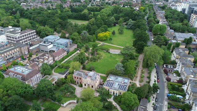 London- Aerial view of Pitzhanger Manor in Ealing Broadway, West London