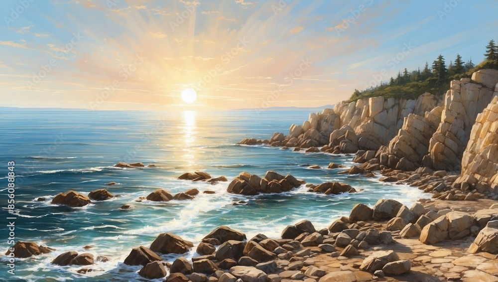 Wall mural beach at sunset