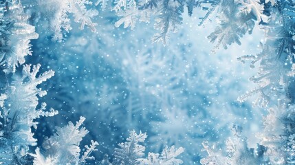 Winter Frost Snowflakes Background Generative AI