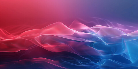 Rot-blauer Farbverlaufshintergrund mit Wellenelementen und Leuchteffekten, abstraktes Design mit großen leeren Bereichen zum Hervorheben von Produkten oder Bildern, Grafikdesin