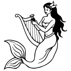 Beautiful little mermaid Underwater world Coloring book for kids