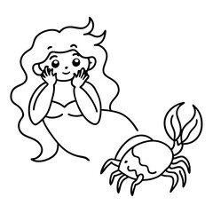 Beautiful little mermaid Underwater world Coloring book for kids