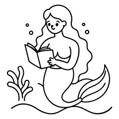 Beautiful little mermaid Underwater world Coloring book for kids