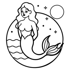 Beautiful little mermaid Underwater world Coloring book for kids
