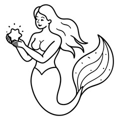 Beautiful little mermaid Underwater world Coloring book for kids