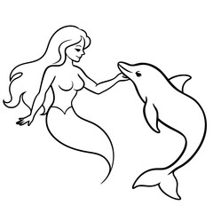 Beautiful little mermaid Underwater world Coloring book for kids