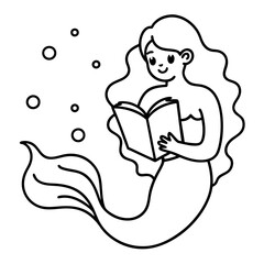 Beautiful little mermaid Underwater world Coloring book for kids