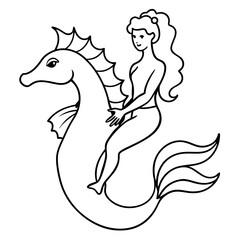 Beautiful little mermaid Underwater world Coloring book for kids