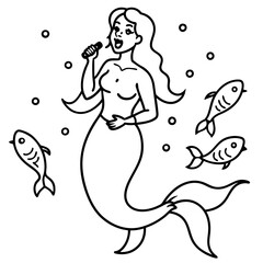 Beautiful little mermaid Underwater world Coloring book for kids