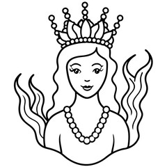 Beautiful little mermaid Underwater world Coloring book for kids