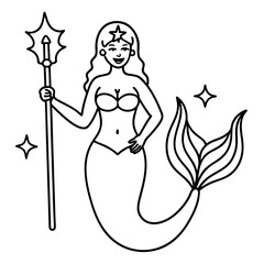 Beautiful little mermaid Underwater world Coloring book for kids