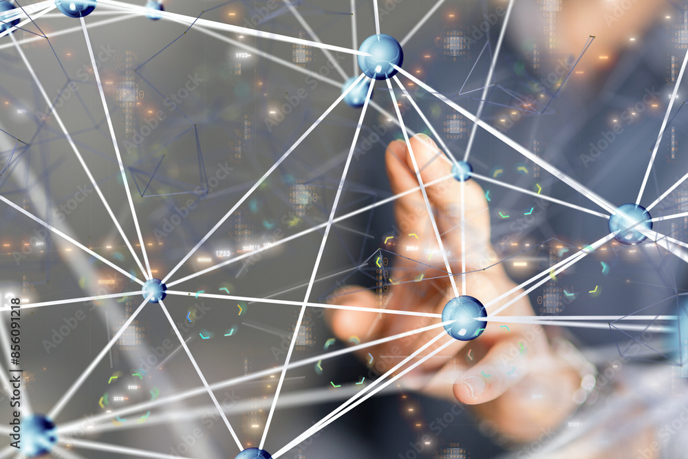 Poster Business intelligence analyst dashboard on virtual - neural network exposure digital