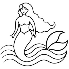 Beautiful little mermaid Underwater world Coloring book for kids