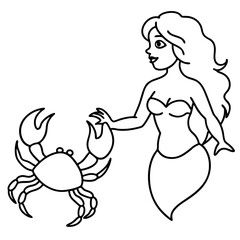 Beautiful little mermaid Underwater world Coloring book for kids