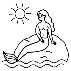 Beautiful little mermaid Underwater world Coloring book for kids