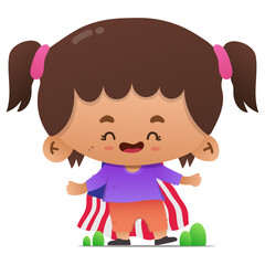 Cute character wearing United States flag wings