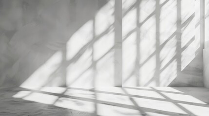 abstract. minimalistic background for product presentation. walls in  large empty room. can full of sunlight. Loft wall or minimalist wall. Shadow, light from windows to plaster wall.