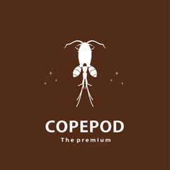 vintage retro hipster copepod logo vector outline silhouette art icon