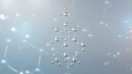 menthol molecular structure, 3d model molecule, monoterpenoid, structural chemical formula view from a microscope