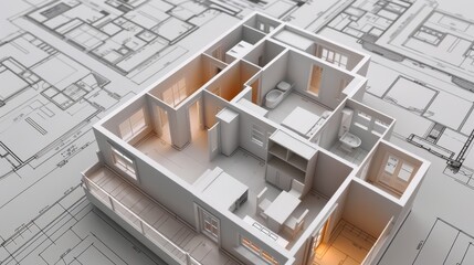 Architectural Model on Blueprint
