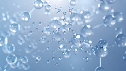 green s molecular structure 3d, e142, structural chemical formula view from a microscope