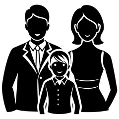 husband--wife-and-kid-walking-silhouette-in-black