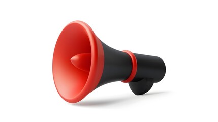 Red and Black Megaphone 3D Render Isolated on White Background,Marketing Element Icon