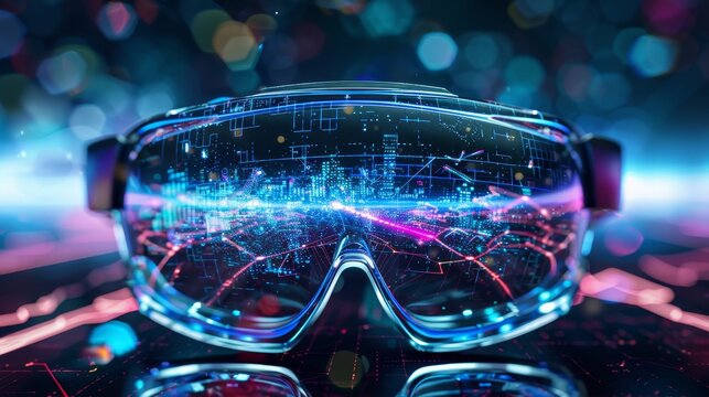 Augmented reality glasses with cutting edge supercomputer system   lifelike photo