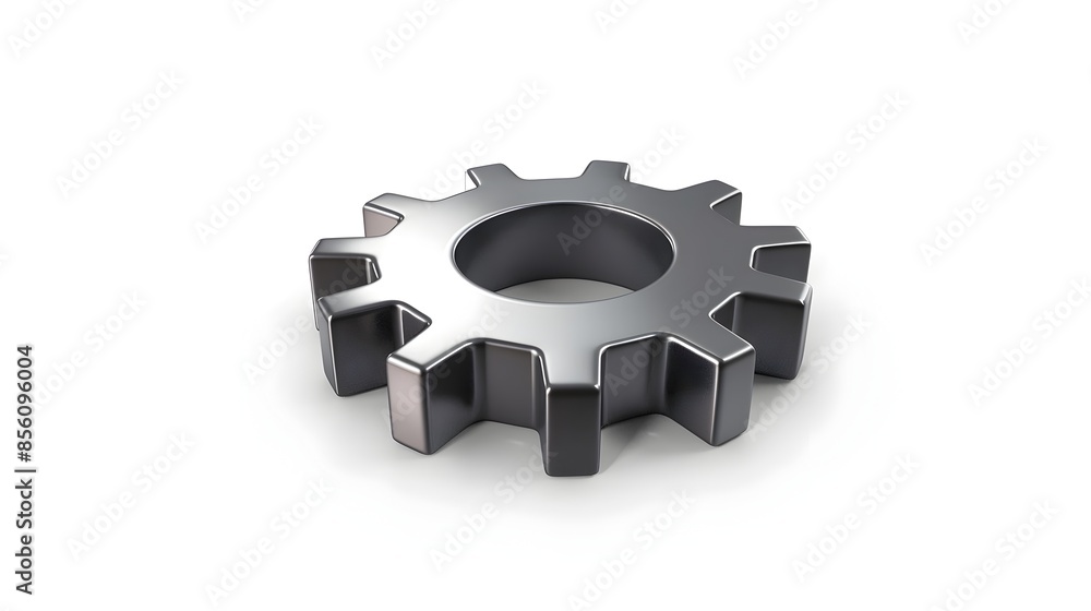 Poster metallic gray gear icon for process management and workflow optimization