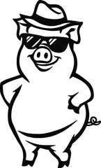A whimsical pig silhouette vector 