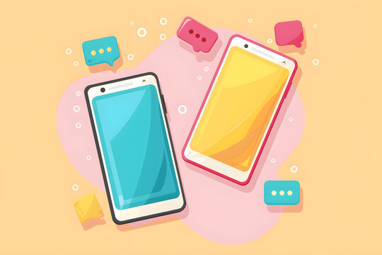 flat design of smartphone and social chatvector graph