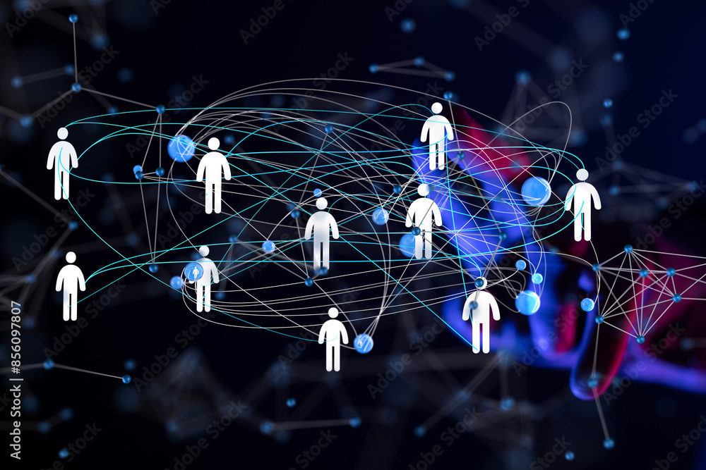 Poster abstract technology group and data 3d