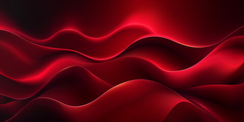 Obraz premium Rot-Schwarzer Farbverlaufshintergrund mit Wellenelementen und Leuchteffekten, abstraktes Design mit großen leeren Bereichen zum Hervorheben von Produkten oder Bildern, Grafikdesin