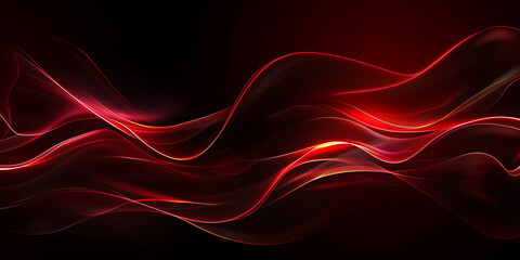 Rot-Schwarzer Farbverlaufshintergrund mit Wellenelementen und Leuchteffekten, abstraktes Design mit großen leeren Bereichen zum Hervorheben von Produkten oder Bildern, Grafikdesin