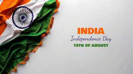 Photorealistic banner of an Indian state flag isolated on white background with empty space for text. Happy Independence Day of India 15th of August celebration poster.