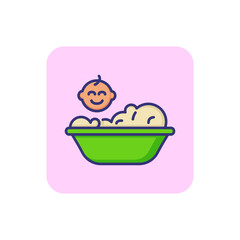 Baby bath line icon. Bath concept. Childhood, kid, bathroom. Vector illustration for topics like childhood, nursery, baby birth