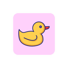 Duck toy line icon. Toy concept. Childhood, toy, newborn. Vector illustration for topics like childhood, nursery, playing