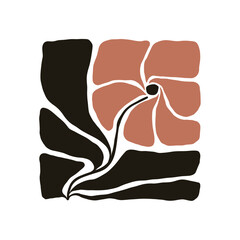 Floral abstract elements. Botanical composition. Modern trendy Matisse minimal style. Floral poster, invite. Vector arrangements for greeting card or invitation design