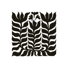 Floral abstract elements. Botanical composition. Modern trendy Matisse minimal style. Floral poster, invite. Vector arrangements for greeting card or invitation design