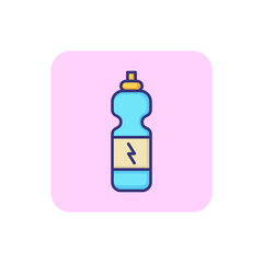 Energy drink line icon. Bottle, container, storm light. Gym concept. Vector illustration can be used for topics like sport beverage, power, fitness