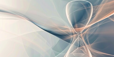 Abstract hourglass with flowing shapes and colors, copy space concept
