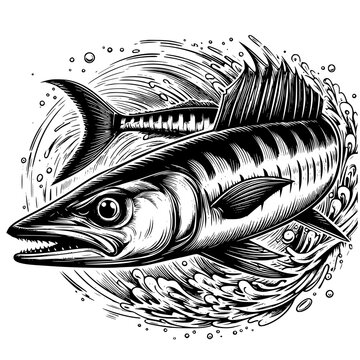 recommend clip art: black and white barracuda