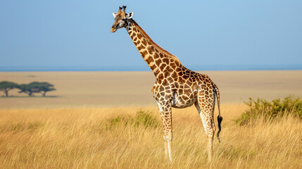 Obraz premium Graceful Giraffe in the Open Savannah