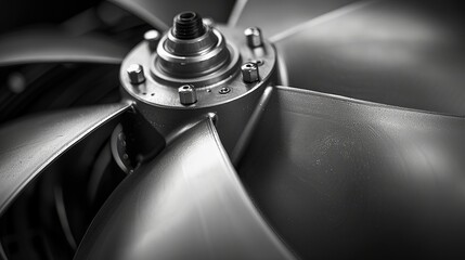 Close up image of fan in black and white color.  